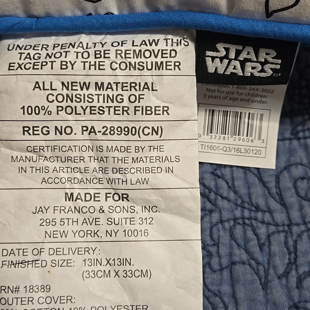 Star Wars Color Me Pillow (Markers Not Included) 13 X 13 Inches NWT